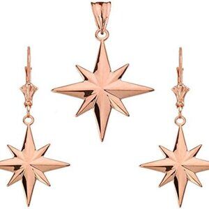 North Star Earrings & Charm Pendant